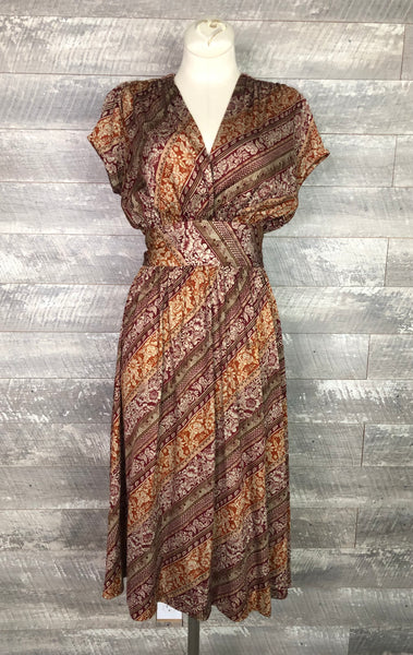 70s Joy Stevens rust floral dress