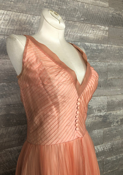 50s Sommers Herbert dusty peach pleated dress