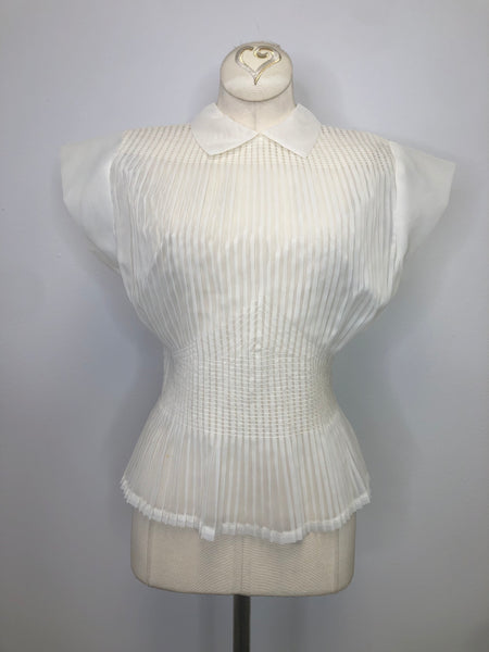 50s Triangle Pleat Sheer Blouse