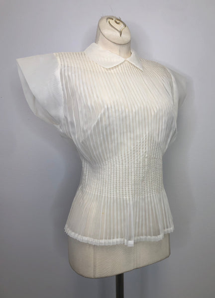 50s Triangle Pleat Sheer Blouse