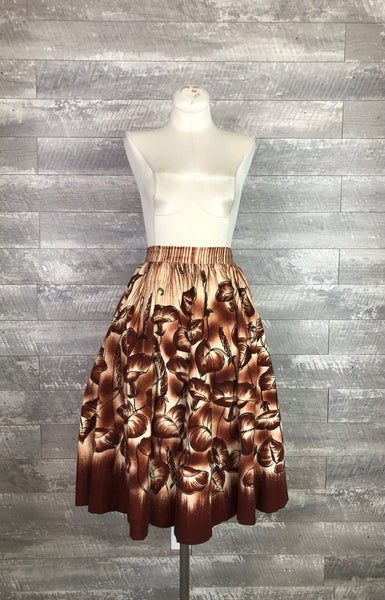 50s brown leaf Mexican circle skirt