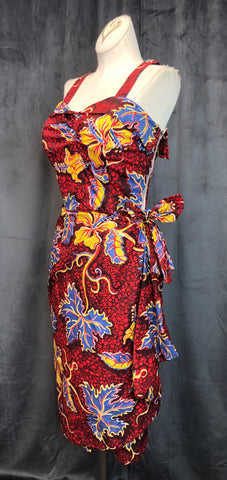 50s Lava Hibiscus Sarong Dress