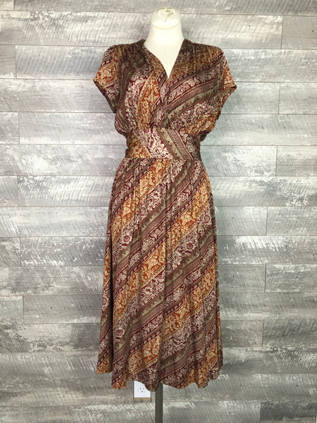 70s Joy Stevens rust floral dress