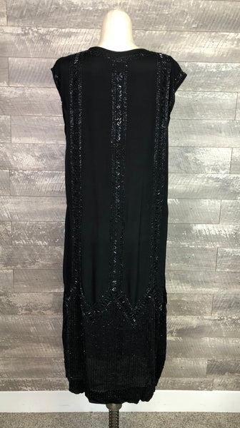 20s black zigzag beaded dress