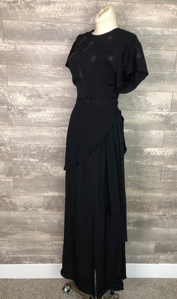 40s shooting star beaded rayon gown