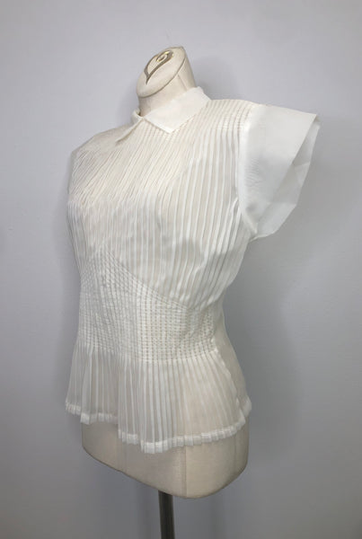 50s Triangle Pleat Sheer Blouse