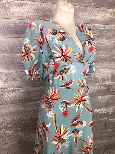 40s rayon pineapple Hawaiian dress