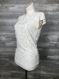 40s white rayon beaded blouse